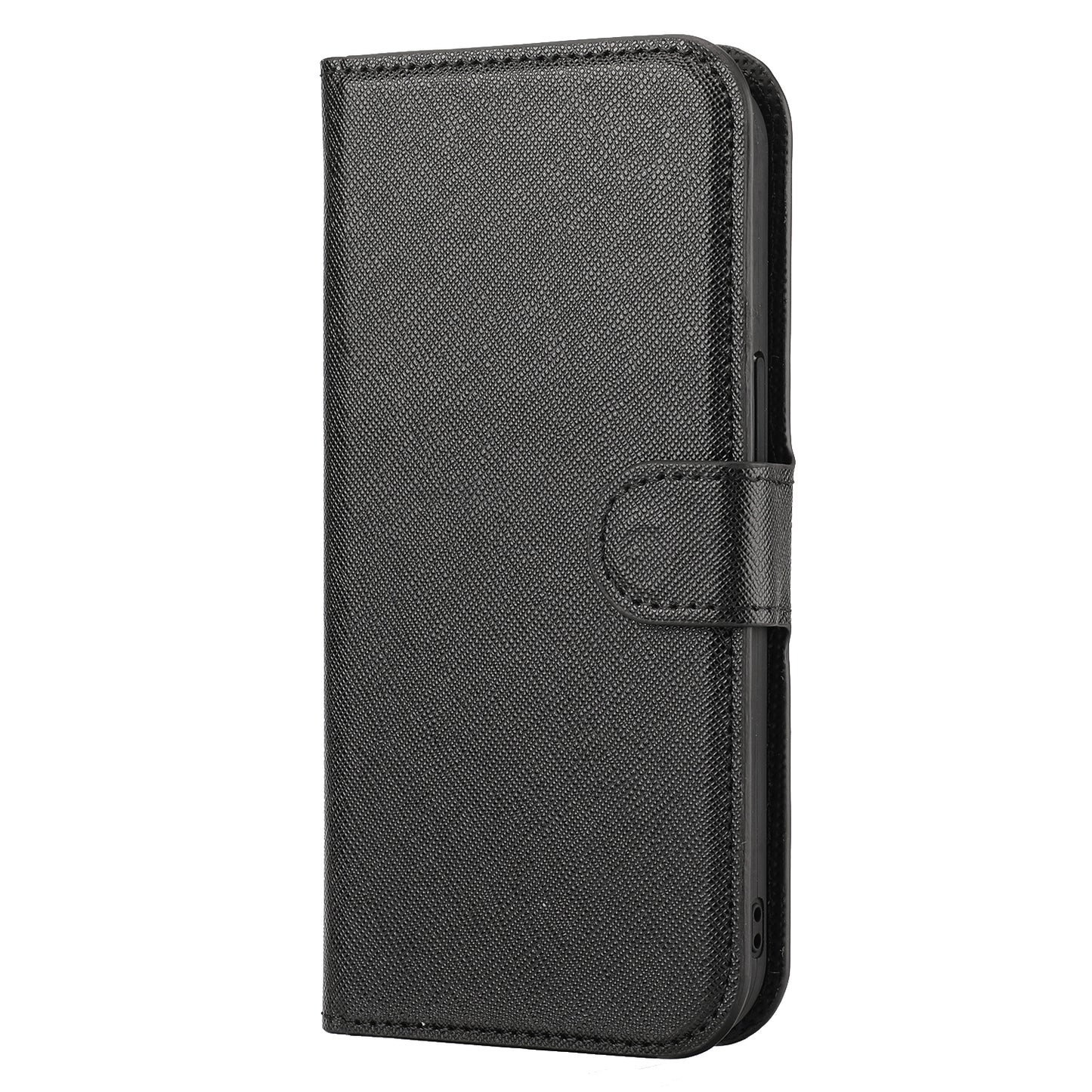ELECTROPRIME For iPhone 15 Cross Texture Detachable Horizontal Flip PU Leather Case(Black)