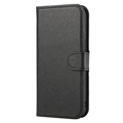 ELECTROPRIME For iPhone 15 Cross Texture Detachable Horizontal Flip PU Leather Case(Black)