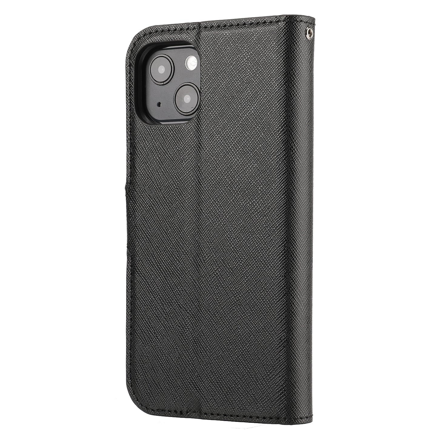 ELECTROPRIME For iPhone 15 Cross Texture Detachable Horizontal Flip PU Leather Case(Black)