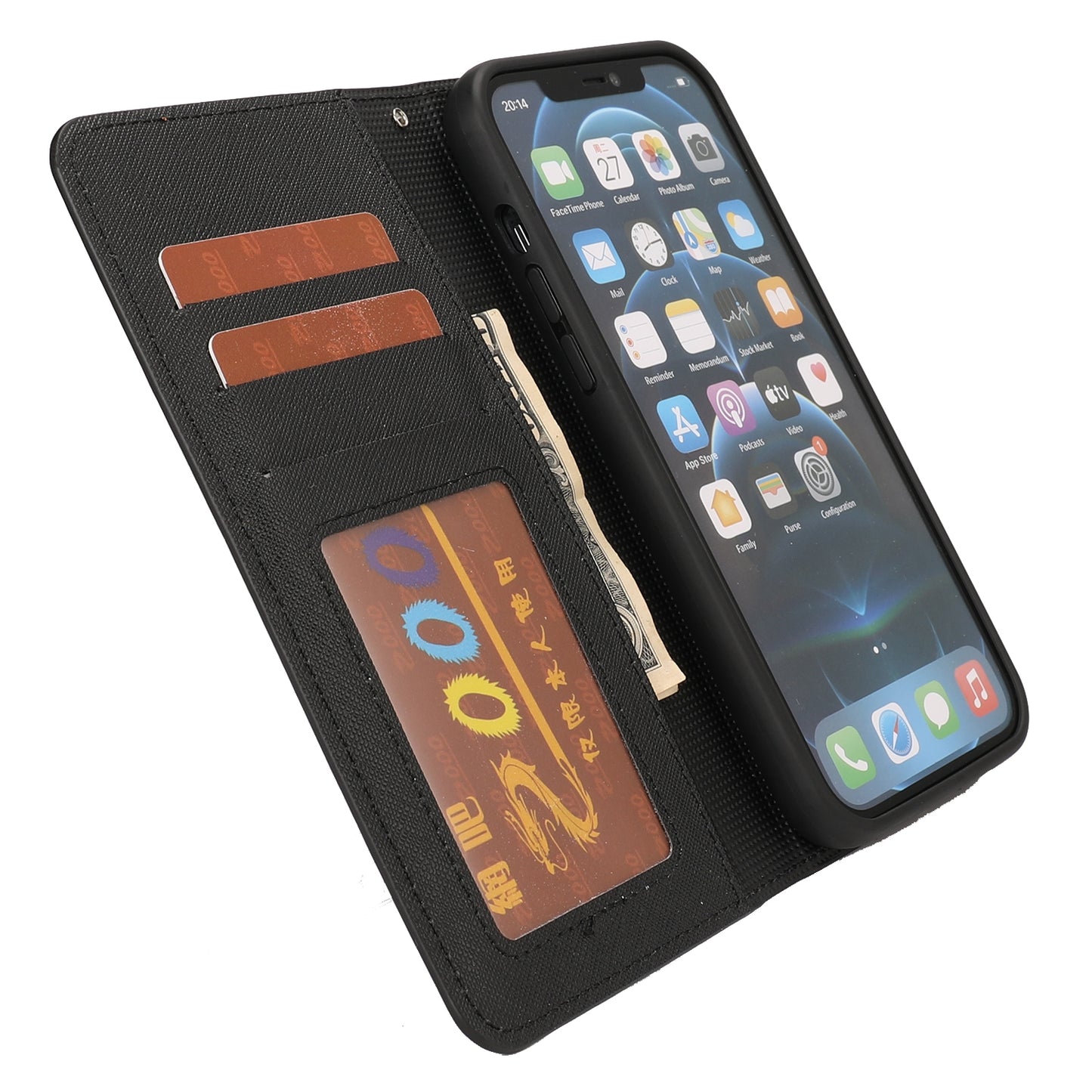 ELECTROPRIME For iPhone 15 Cross Texture Detachable Horizontal Flip PU Leather Case(Black)