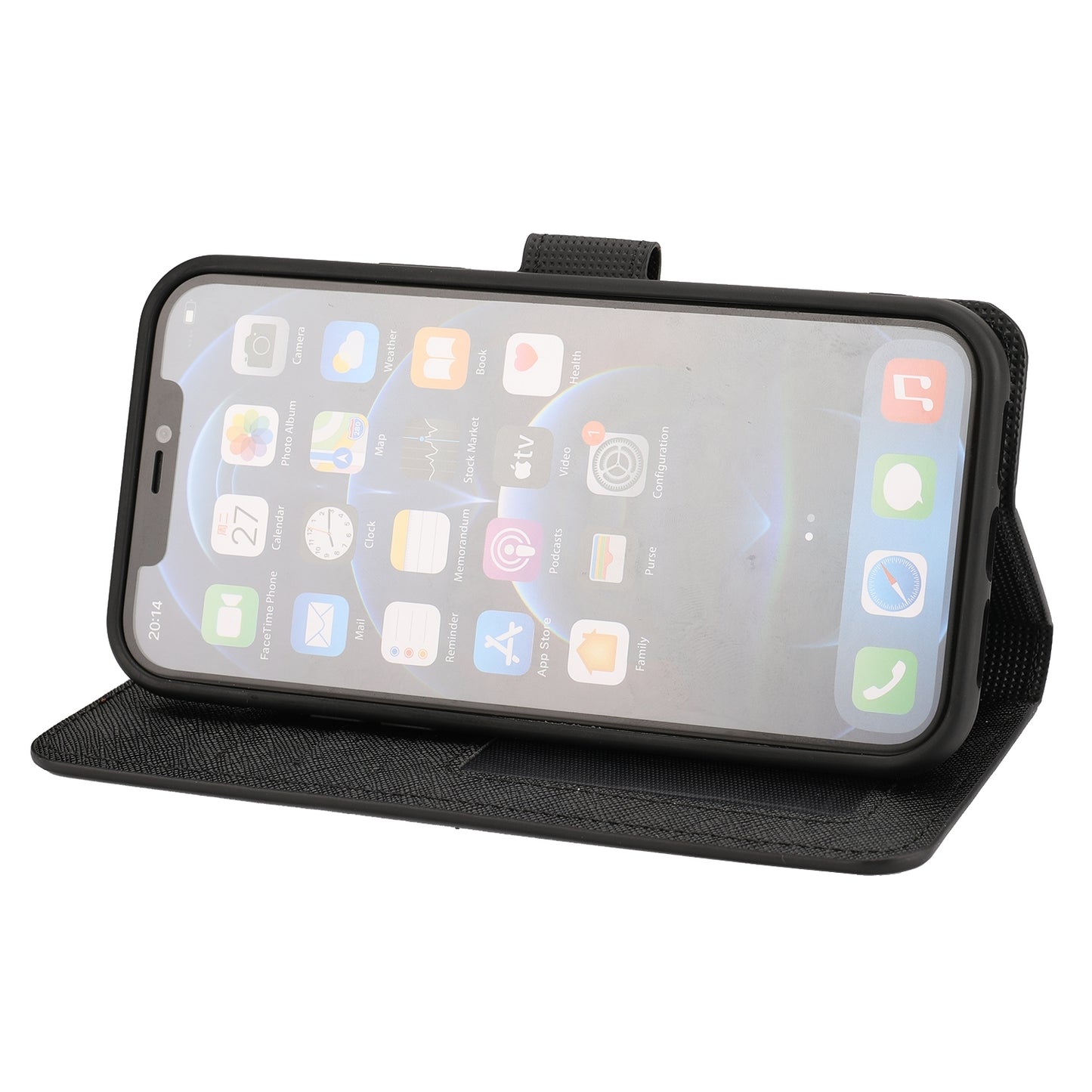 ELECTROPRIME For iPhone 15 Cross Texture Detachable Horizontal Flip PU Leather Case(Black)