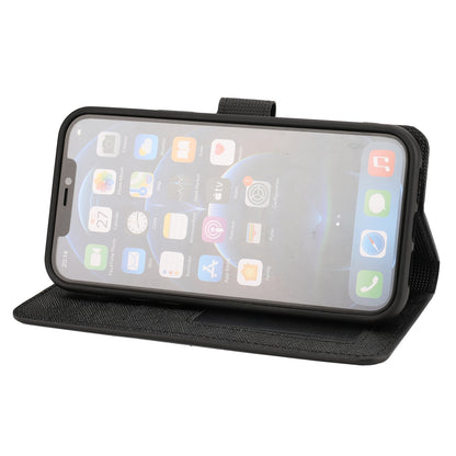 ELECTROPRIME For iPhone 15 Cross Texture Detachable Horizontal Flip PU Leather Case(Black)