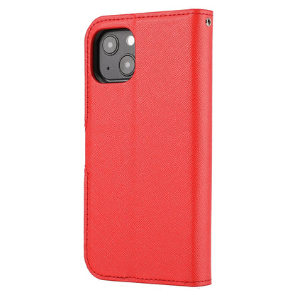 ELECTROPRIME For iPhone 15 Cross Texture Detachable Horizontal Flip PU Leather Case(Red)