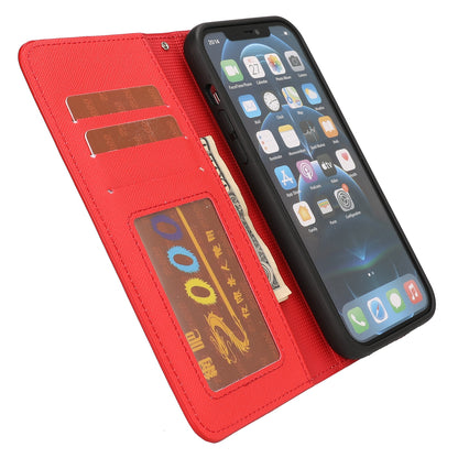 ELECTROPRIME For iPhone 15 Cross Texture Detachable Horizontal Flip PU Leather Case(Red)