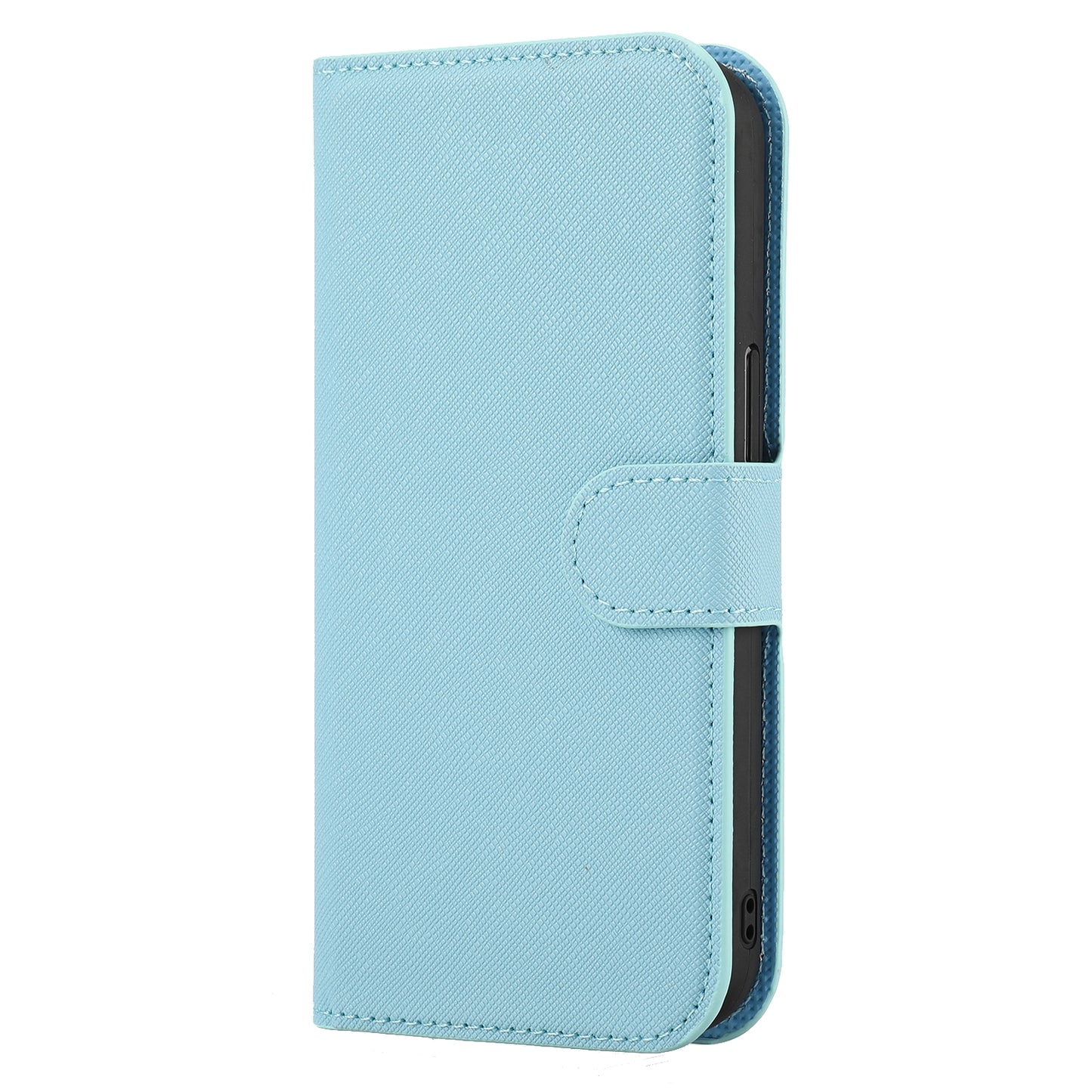 ELECTROPRIME For iPhone 15 Cross Texture Detachable Horizontal Flip PU Leather Case(Blue)