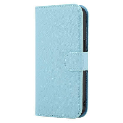 ELECTROPRIME For iPhone 15 Cross Texture Detachable Horizontal Flip PU Leather Case(Blue)