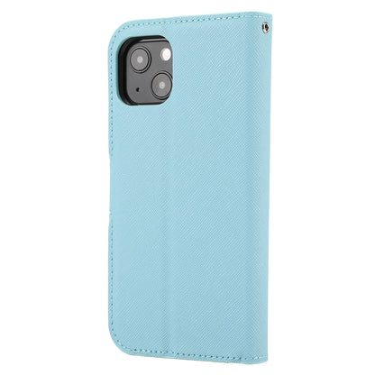 ELECTROPRIME For iPhone 15 Cross Texture Detachable Horizontal Flip PU Leather Case(Blue)