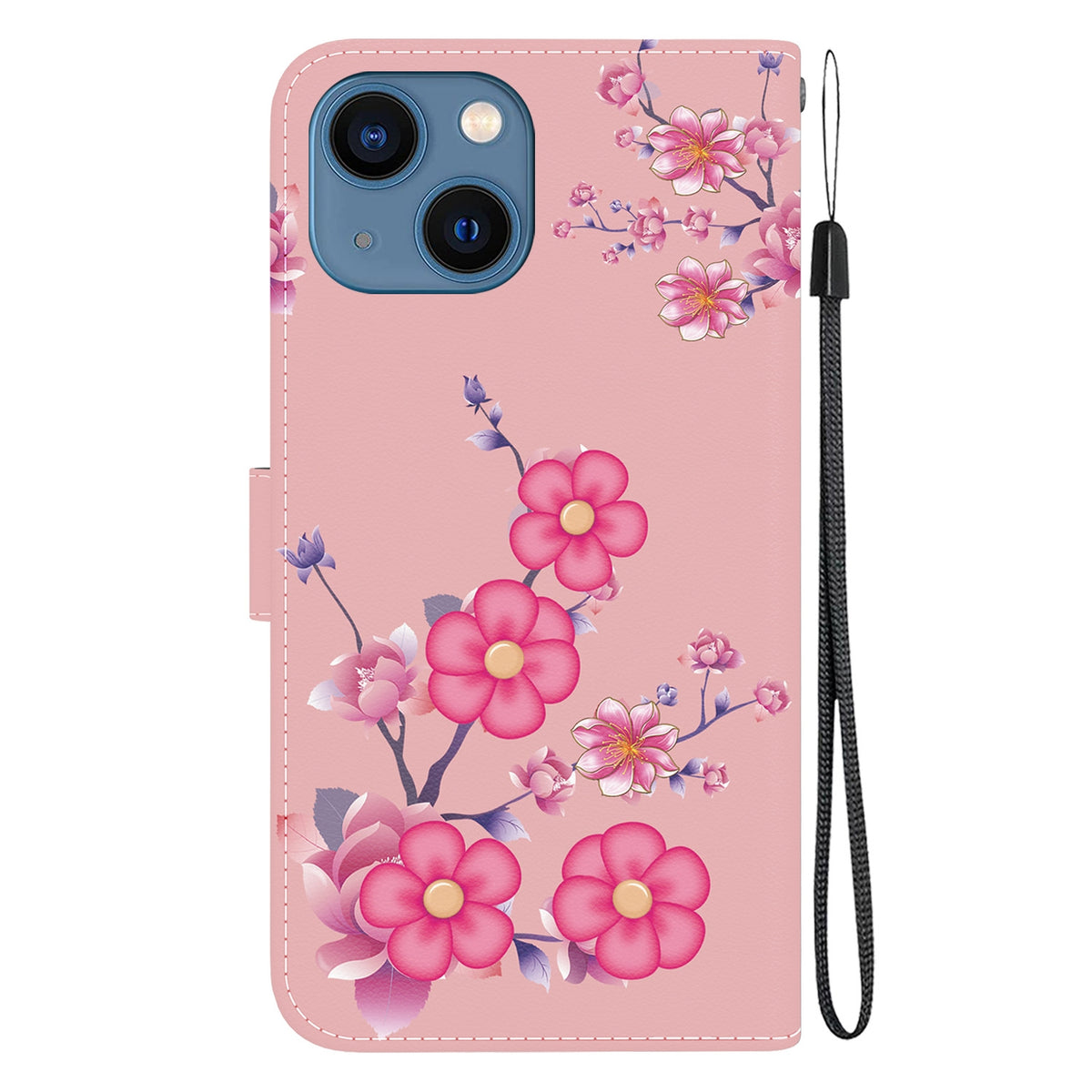 ELECTROPRIME For iPhone 15 Plus Crystal Texture Colored Drawing Leather Phone Case(Cherry Blossoms)