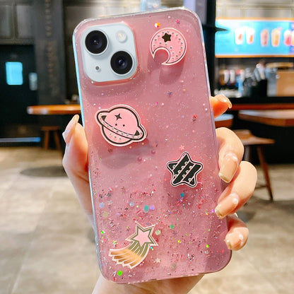 ELECTROPRIME For iPhone 15 Cosmic Star Laser Sequin Epoxy TPU Phone Case(Pink)