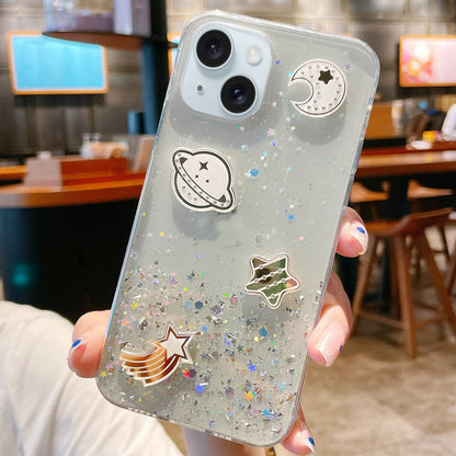 ELECTROPRIME For iPhone 15 Cosmic Star Laser Sequin Epoxy TPU Phone Case(Transparent)