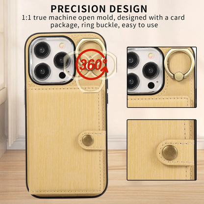 ELECTROPRIME For iPhone 15 Brushed Texture Wallet Ring Holder Phone Case(Yellow)