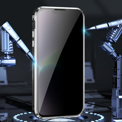 ELECTROPRIME For iPhone 15 Anti-peeping Magnetic Tempered Glass Phone Case(Silver)