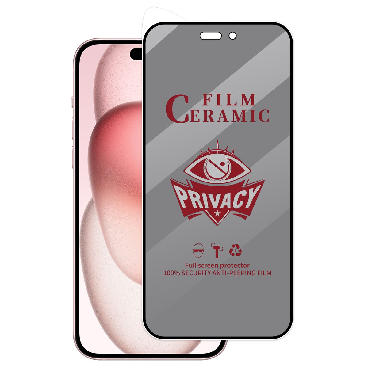 ELECTROPRIME For iPhone 15 Plus Full Coverage HD Privacy Ceramic Film