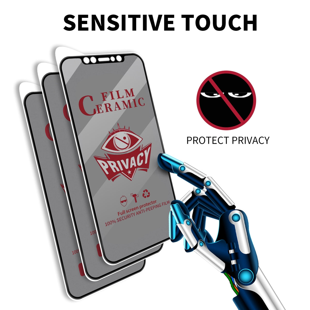 ELECTROPRIME For iPhone 15 Plus Full Coverage HD Privacy Ceramic Film