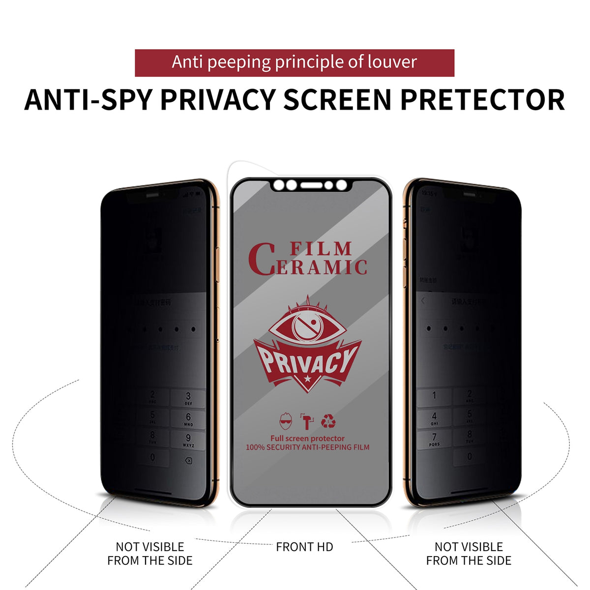 ELECTROPRIME For iPhone 15 Plus Full Coverage HD Privacy Ceramic Film