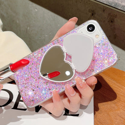 ELECTROPRIME For iPhone 15 Starry Sequin Mirror Stand Epoxy TPU Phone Case(Yellow)