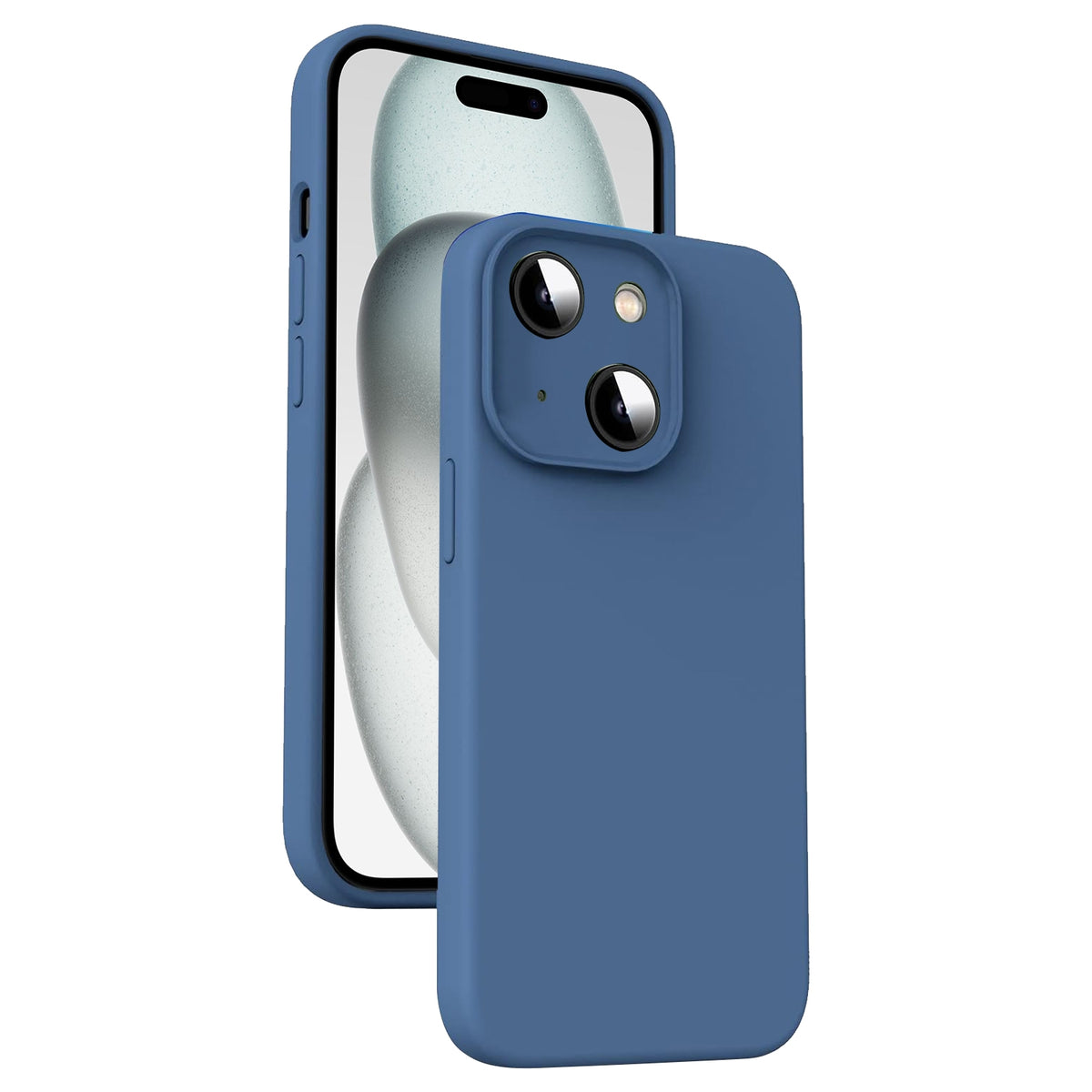 ELECTROPRIME For iPhone 15 Plus Microfiber Liquid Silicone Shockproof Phone Case(Blue)