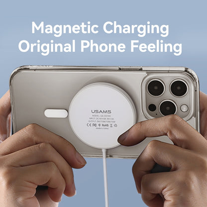 ELECTROPRIME For iPhone 15 Plus USAMS Ice Magnet Series MagSafe PC Hybrid TPU Phone Case(Transparent)
