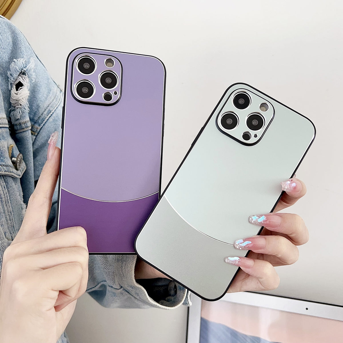 ELECTROPRIME For iPhone 15 Shockproof Frosted PC Silicone Frame Phone Case(Purple)