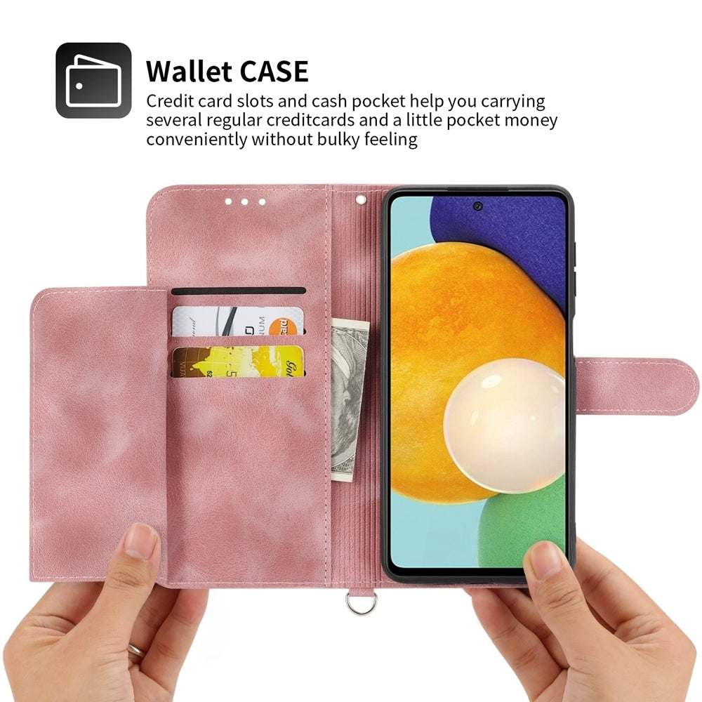 ELECTROPRIME For iPhone 15 Skin-feel Flowers Embossed Wallet Leather Phone Case(Pink)