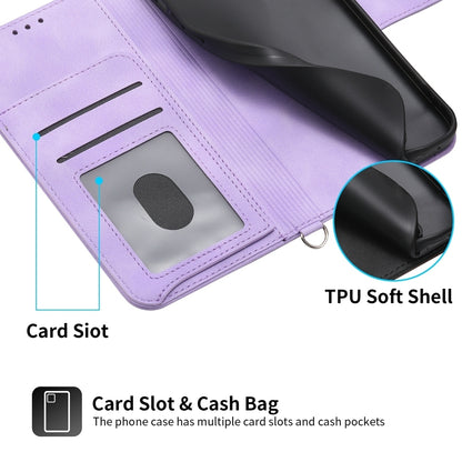 ELECTROPRIME For iPhone 15 Skin-feel Flowers Embossed Wallet Leather Phone Case(Purple)