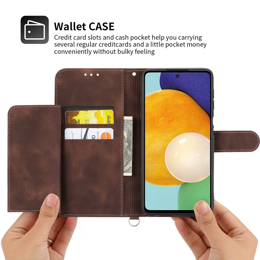 ELECTROPRIME For iPhone 15 Skin-feel Flowers Embossed Wallet Leather Phone Case(Brown)