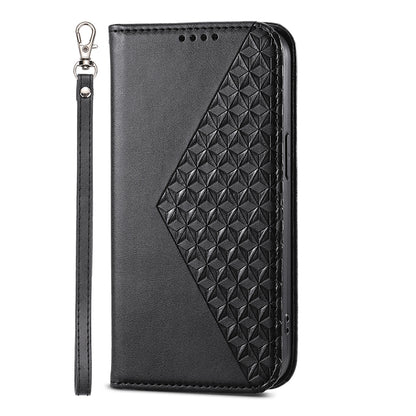 ELECTROPRIME For iPhone 15 Cubic Grid Calf Texture Magnetic Leather Phone Case(Black)