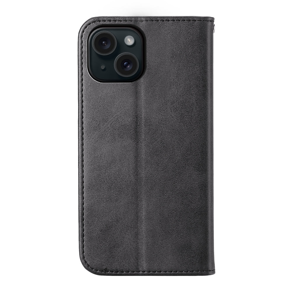 ELECTROPRIME For iPhone 15 Cubic Grid Calf Texture Magnetic Leather Phone Case(Black)