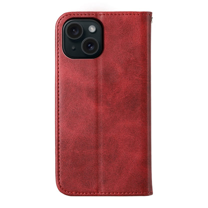 ELECTROPRIME For iPhone 15 Cubic Grid Calf Texture Magnetic Leather Phone Case(Red)