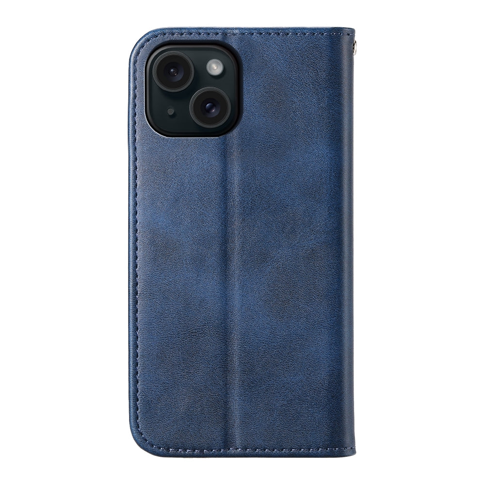 ELECTROPRIME For iPhone 15 Cubic Grid Calf Texture Magnetic Leather Phone Case(Blue)