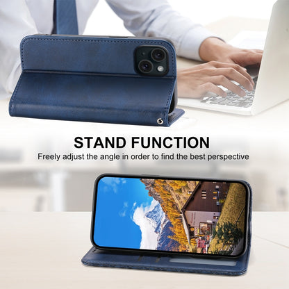 ELECTROPRIME For iPhone 15 Cubic Grid Calf Texture Magnetic Leather Phone Case(Blue)
