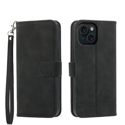 ELECTROPRIME For iPhone 15 Dierfeng Dream Line TPU + PU Leather Phone Case(Black)
