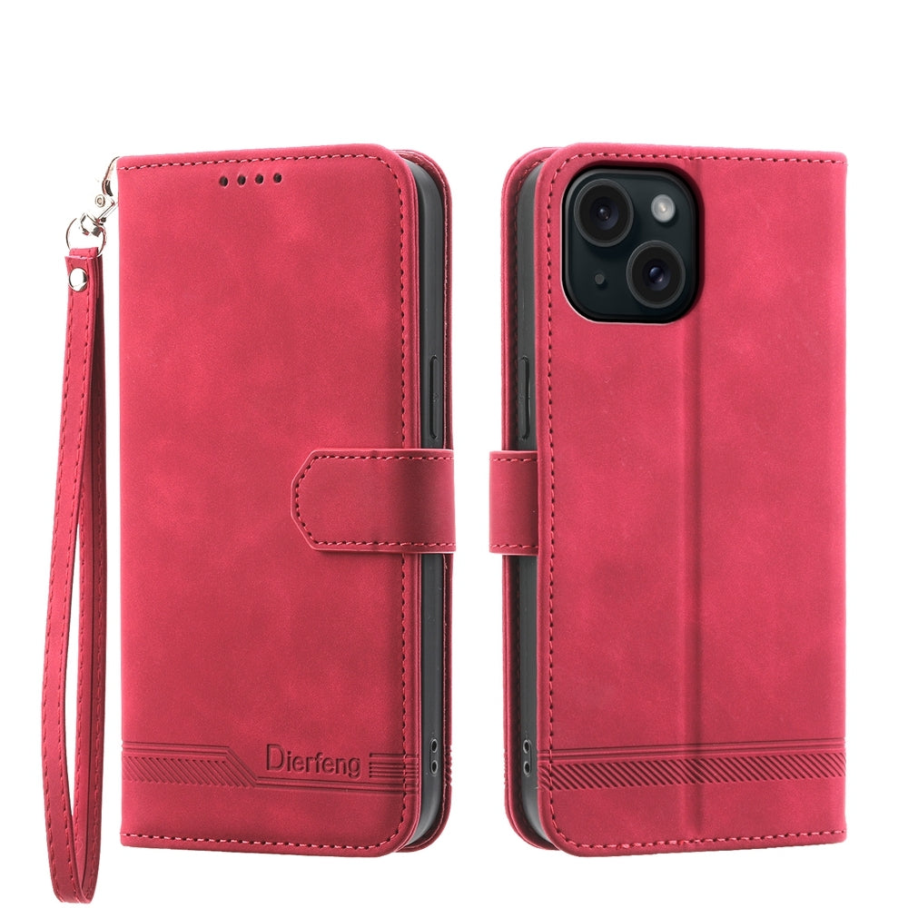 ELECTROPRIME For iPhone 15 Dierfeng Dream Line TPU + PU Leather Phone Case(Red)