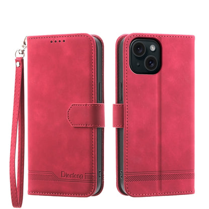 ELECTROPRIME For iPhone 15 Dierfeng Dream Line TPU + PU Leather Phone Case(Red)