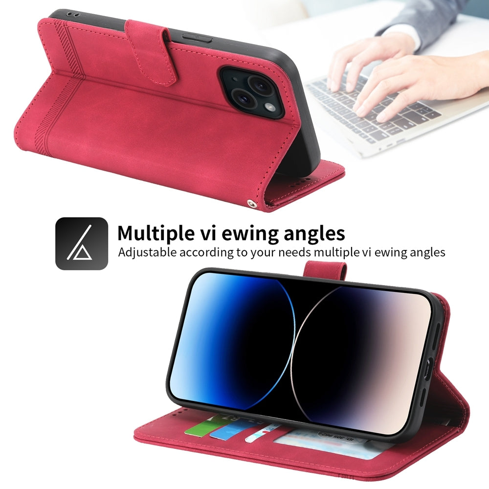 ELECTROPRIME For iPhone 15 Dierfeng Dream Line TPU + PU Leather Phone Case(Red)