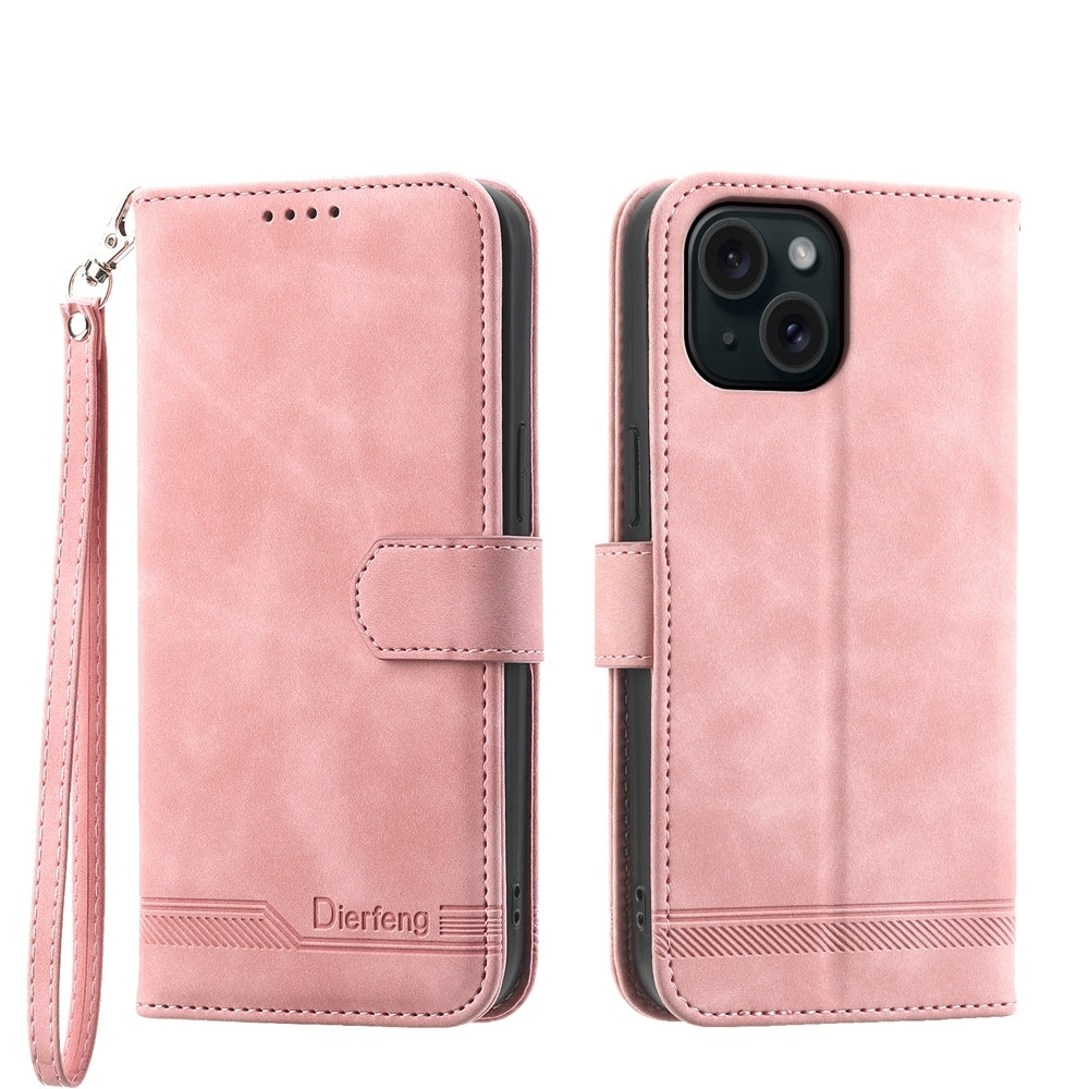ELECTROPRIME For iPhone 15 Dierfeng Dream Line TPU + PU Leather Phone Case(Pink)