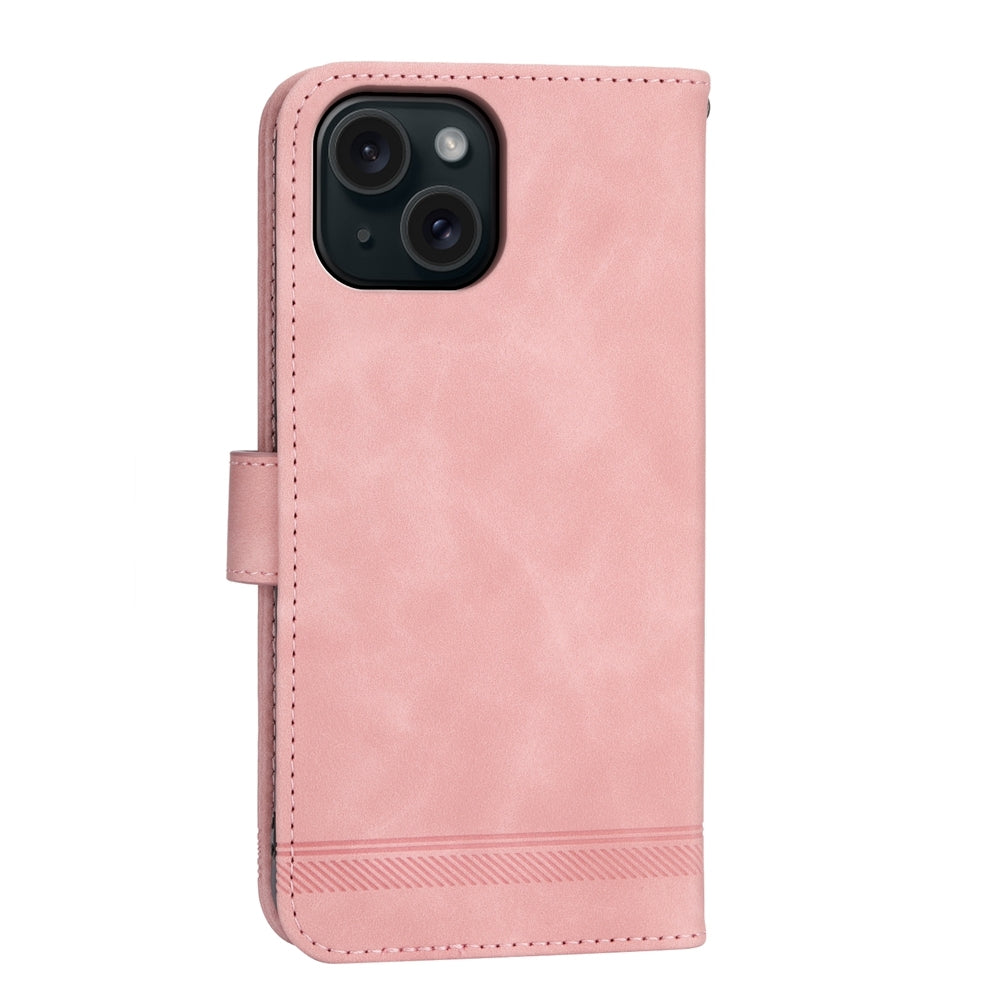 ELECTROPRIME For iPhone 15 Dierfeng Dream Line TPU + PU Leather Phone Case(Pink)