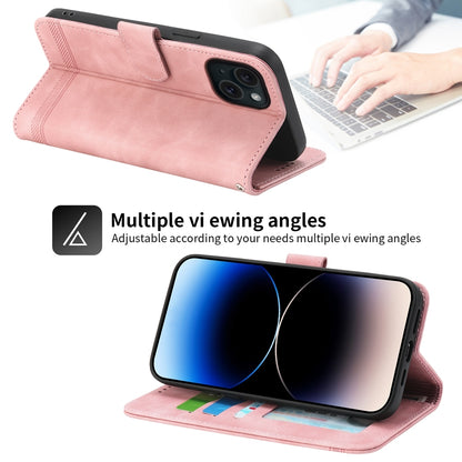 ELECTROPRIME For iPhone 15 Dierfeng Dream Line TPU + PU Leather Phone Case(Pink)
