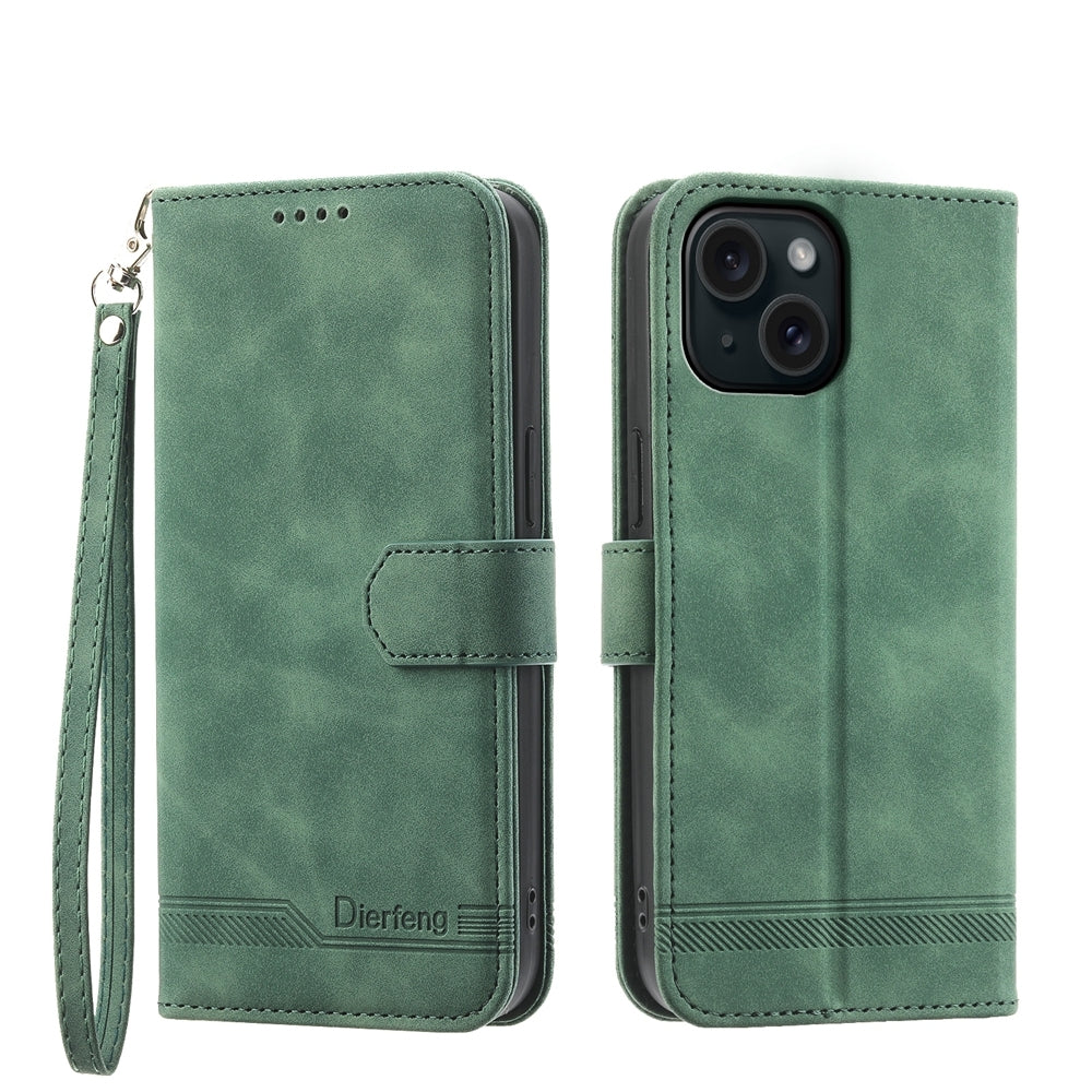 ELECTROPRIME For iPhone 15 Dierfeng Dream Line TPU + PU Leather Phone Case(Green)