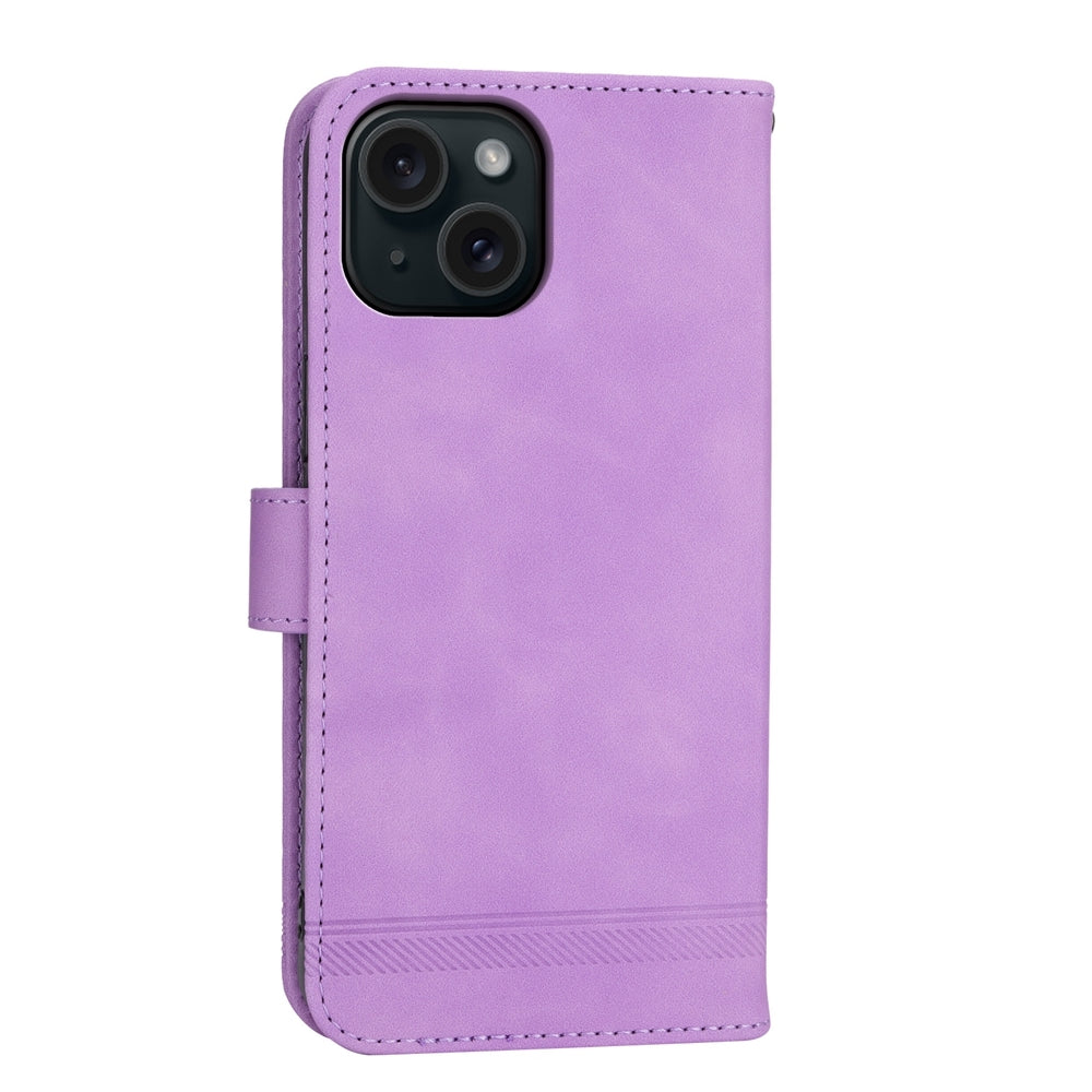 ELECTROPRIME For iPhone 15 Dierfeng Dream Line TPU + PU Leather Phone Case(Purple)