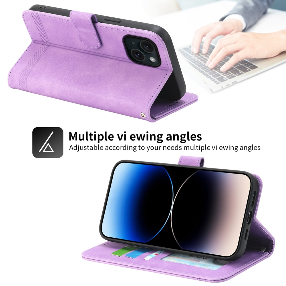 ELECTROPRIME For iPhone 15 Dierfeng Dream Line TPU + PU Leather Phone Case(Purple)