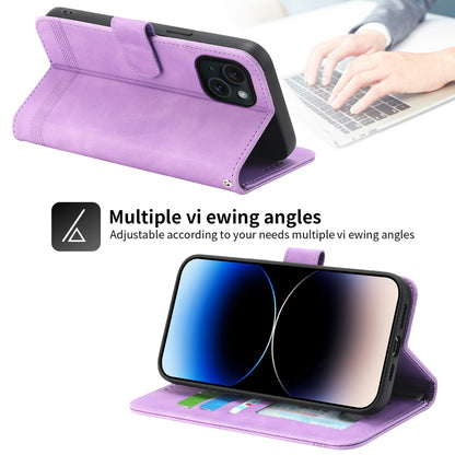 ELECTROPRIME For iPhone 15 Dierfeng Dream Line TPU + PU Leather Phone Case(Purple)