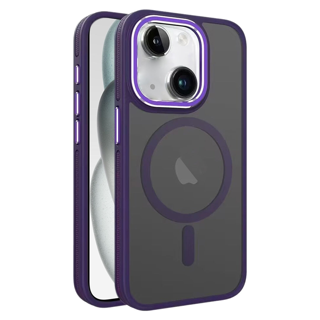 ELECTROPRIME For iPhone 15 Two-color Frosted MagSafe Magnetic Phone Case(Purple)