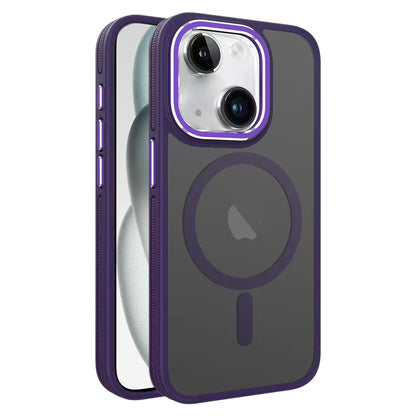 ELECTROPRIME For iPhone 15 Two-color Frosted MagSafe Magnetic Phone Case(Purple)