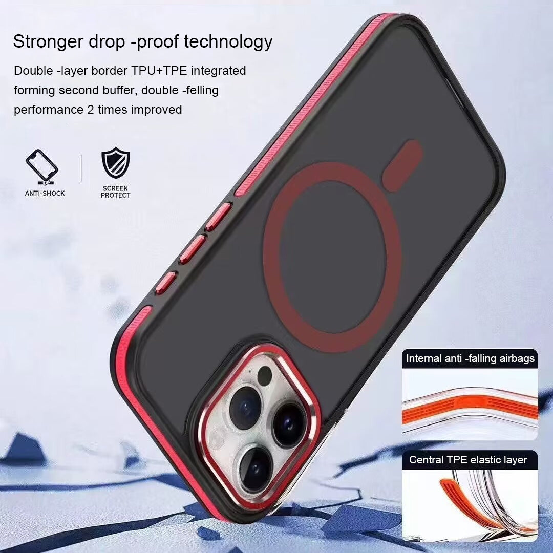 ELECTROPRIME For iPhone 15 Plus Two-color Frosted MagSafe Magnetic Phone Case(Red)