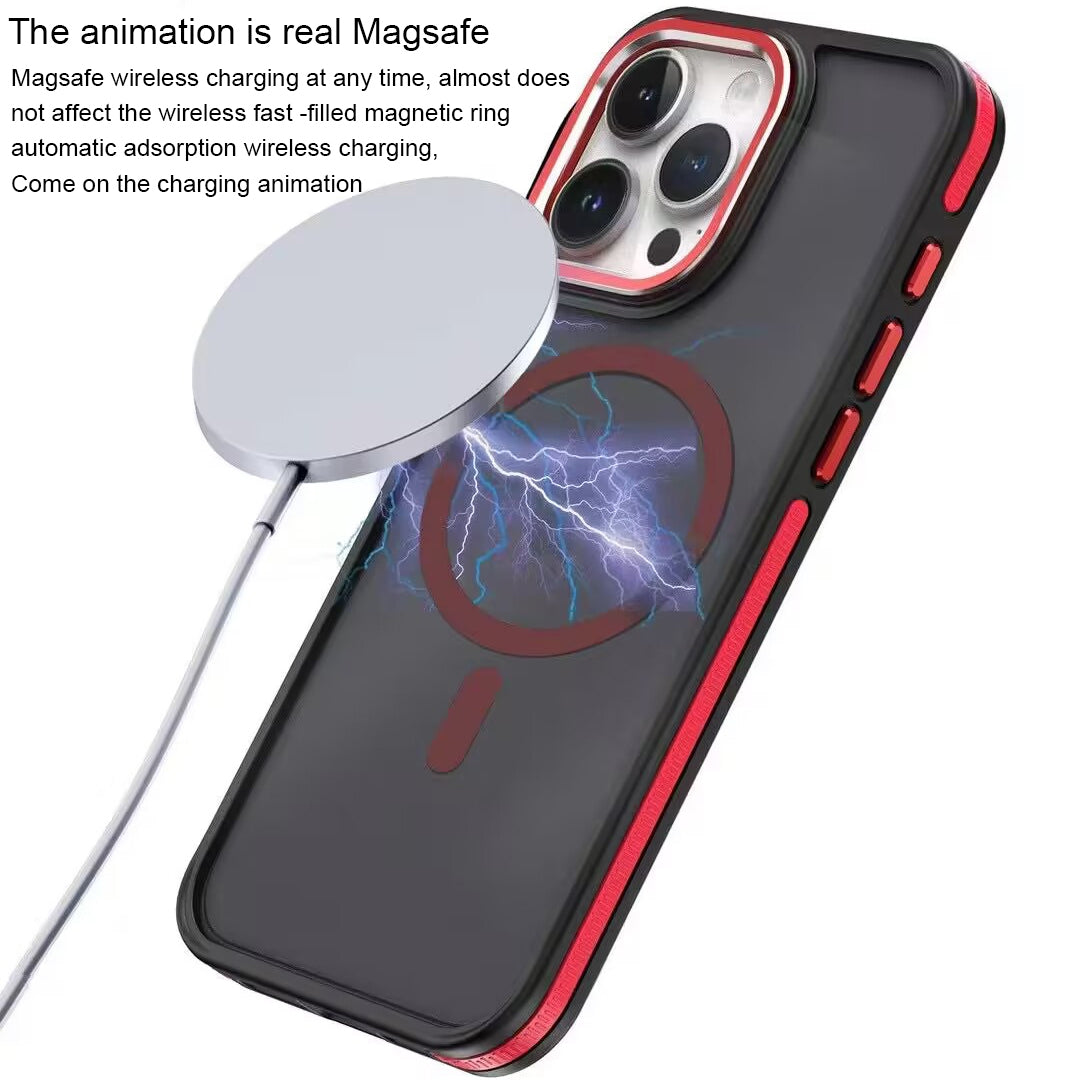 ELECTROPRIME For iPhone 15 Plus Two-color Frosted MagSafe Magnetic Phone Case(Red)