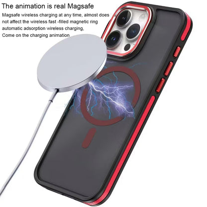 ELECTROPRIME For iPhone 15 Plus Two-color Frosted MagSafe Magnetic Phone Case(Red)