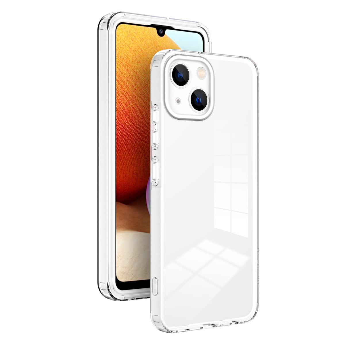 ELECTROPRIME For iPhone 15 Plus 3 in 1 Clear TPU Color PC Frame Phone Case(White)