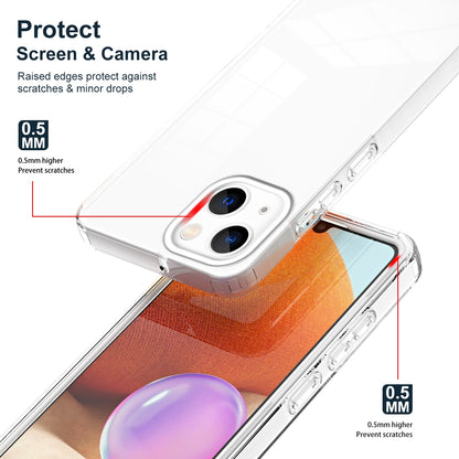 ELECTROPRIME For iPhone 15 Plus 3 in 1 Clear TPU Color PC Frame Phone Case(White)
