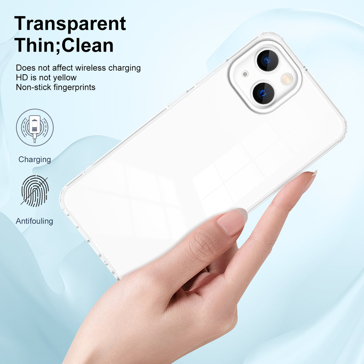 ELECTROPRIME For iPhone 15 Plus 3 in 1 Clear TPU Color PC Frame Phone Case(White)